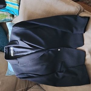 -Tahari Pinstripe lined Arthur S Levine Career Blazer black and white S6 Busines